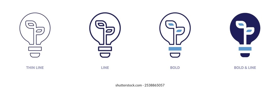 Green energy icon in 4 different styles. Thin Line, Line, Bold, and Bold Line. Duotone style. Editable stroke.