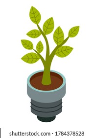 Green energy icon with abstract plant bulb templates. Green concept, safe idea. Eco-friendly concept. Green technology ecosystem with tree grows from a light bulb isolated on white background