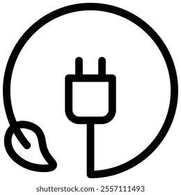green energy icon with black outline style