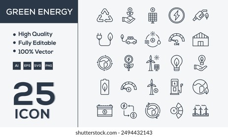 Green energy icon collection vector illustrator