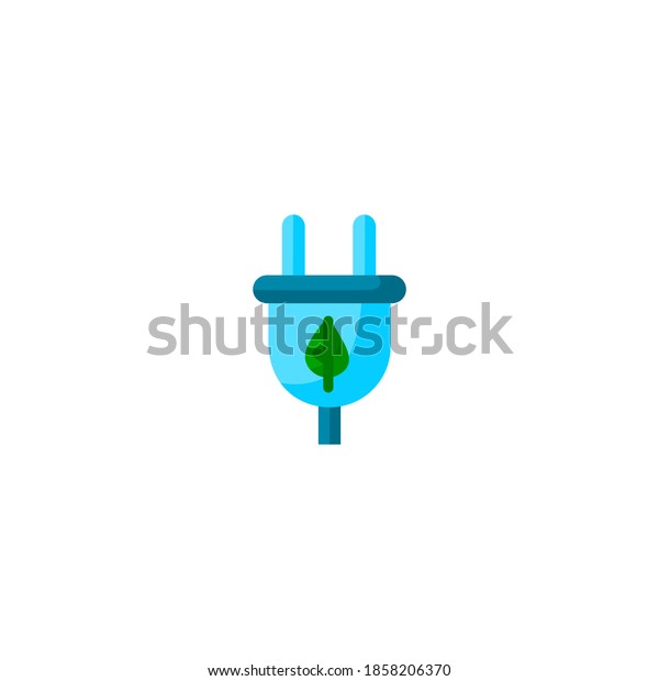Green\
energy icon. Ecology icon. Simple, flat,\
color.