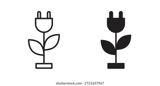 Green energy icon in filled, thin line, stroke style for website and apps