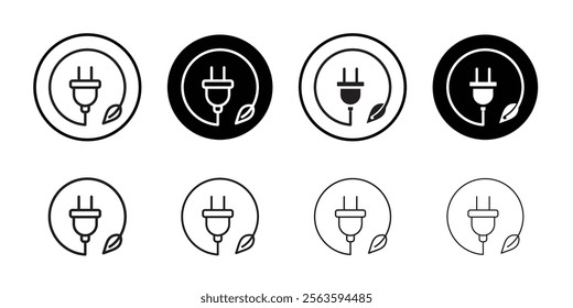 Green energy icon Flat art in black and white isolated