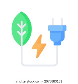 Green Energy Icon, Flat style icon vector illustration, Suitable for website, mobile app, print, presentation, infographic and any other project.