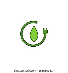 Green energy icon flat vector design isolated in white background.