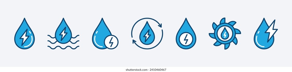 Green Energy Icon. Wasserkraftwerk. Erneuerbare Energien, Ökologie und Ökostrom. Vektorgrafik