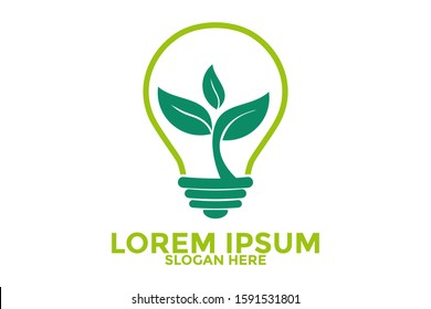 Green Energy Icon, Lamp Bulb Logo , Eco Energy Logo Template Vector Illustration