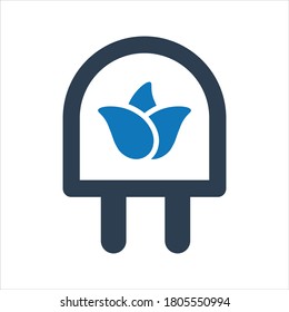 Icono de Energía Verde. Icono de Energía verde de enchufe de hoja. Icono de conservación de energía
