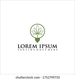 Green energy icon with light bulb & hands holding plant abstract template. Green concept. Safe idea. Eco concept