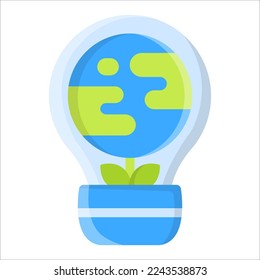 Green Energy Icon, Light Bulb Logo, Ecology Symbol.