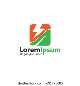 Green energy icon logo with rounded square