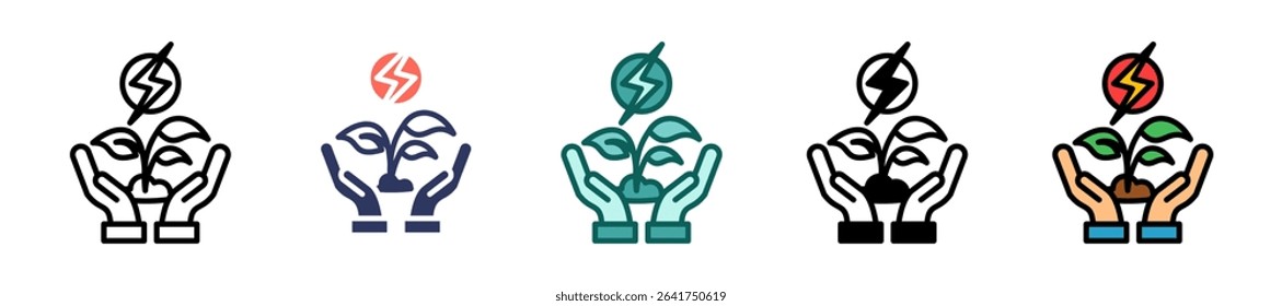Green Energy Icon Multiple Vector Illustration