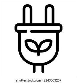 Green Energy Icon, Plug Logo, Ecology Symbol.