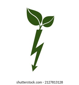 Green energy icon. Energy, power or electriciity from sustainable renewable sources. Vector Illustration
