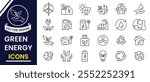 Green energy icon set. Ecology and green electricity icons, Renewable energy, vector set. Eco friendly icon set,  solar, wind mill, renewable and alternative power symbols vector illustration.