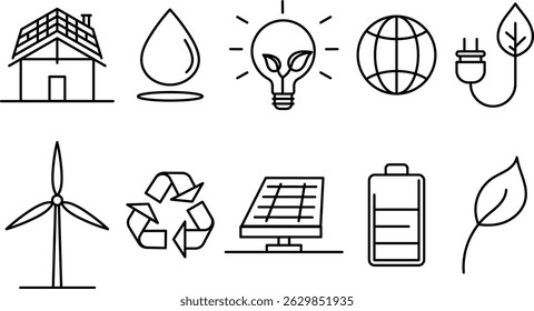 green energy icon set isolated