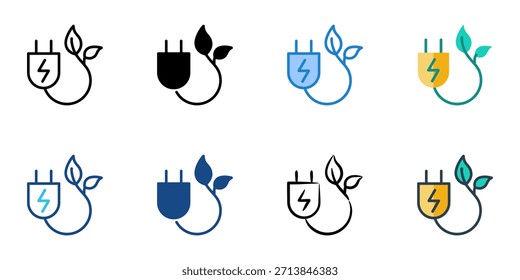 Conjunto de iconos de energía verde colección de Vector de estilo múltiple. Trazo editable 
