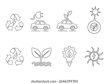Green Energy Icon Set on white background 