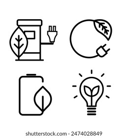 Green energy icon set, renewable energy icon, environmentally friendly