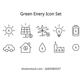 Green Energy Icon Set Renewable Power Sources Illustration icon