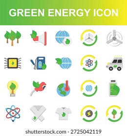Green Energy Icon Set - Icons für erneuerbare Energien, umweltfreundliche Nachhaltigkeit, saubere Energie, Umwelttechnologie