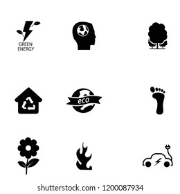 green energy icon set vector