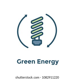 Green Energy icon showing recyclable lightbulb / clean energy solution