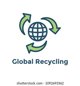 Green Energy icon shows global recycling efforts / clean energy solution