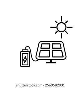 green energy icon. solar energy battery sustainability. Collection of renewable energy, ecology and green electricity icons. Line design style. vector design