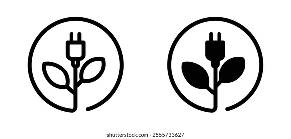 Green energy icon symbol collection on white background.