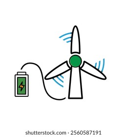 green energy icon. turbine energy battery sustainability. Collection of renewable energy, ecology and green electricity icons. mixed design style. vector design