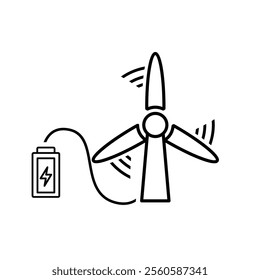 green energy icon. turbine energy battery sustainability. Collection of renewable energy, ecology and green electricity icons. Line design style. vector design
