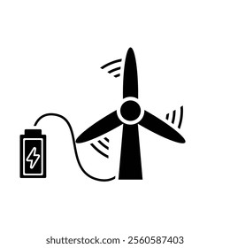 green energy icon. turbine energy battery sustainability. Collection of renewable energy, ecology and green electricity icons. Solid design style. vector design