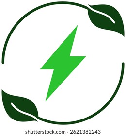 Green energy icon vector for renewable power, sustainability, and eco-friendly solutions. Ideal for environmental campaigns, energy companies, and educational materials.
