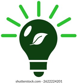 Green energy icon vector for renewable power and sustainable environment. Ideal for eco systems, clean development, and low-emission living illustration.