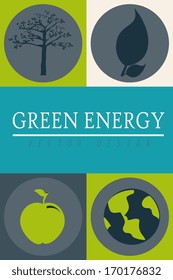 green energy icons background vector illustration 