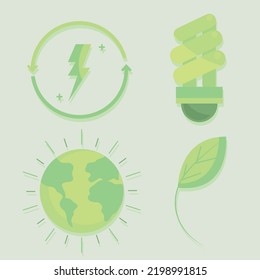 green energy icons collection design