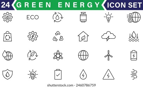 Green energy icons collection. Power related icon. Icons for renewable energy, ecology, green technology. Vector illustration