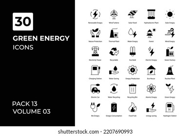 Green Energy icons collection. Set vector line with elements for mobile concepts and web apps. Collection modern icons.