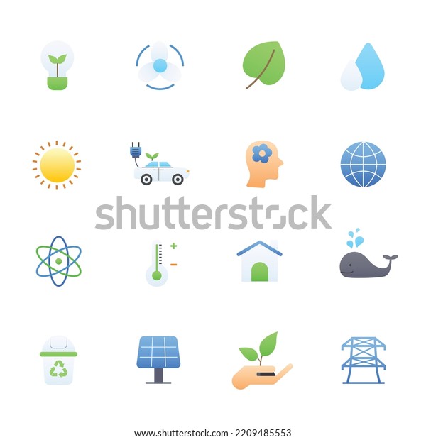 Green energy icons color\
vector