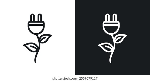 Green energy icons. vector set in black colors