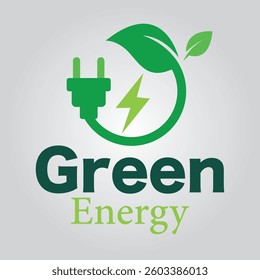 Green energy illustration with energy bolt icon