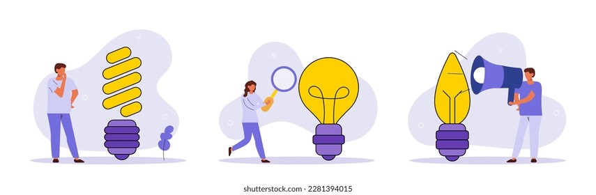 Green energy illustration set. Renewable energy concept. Vector illustration.