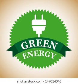 green energy label over vintage background vector illustration