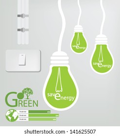 Green energy lamp. save world. vector illustration.