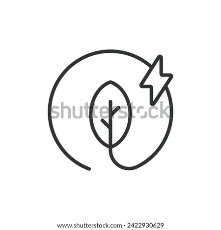 Green energy leaf icon in line design. eco, green, energy, leaf, renewable, power, clean, resource, natural isolated on white background vector. Saving solar energy editable stroke icon.