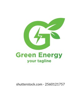 Green Energy Letter G logo design.Nature Green color isolated on White Background