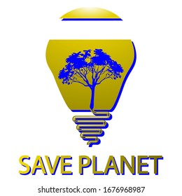 Green energy, light bulb. Ecological green energy concept. Save energy creative idea concept. Creative light bulb in flat style with tree inside. Save planet, symbol. Vector, EPS 10