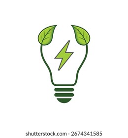 Ícone de energia verde da folha da lâmpada