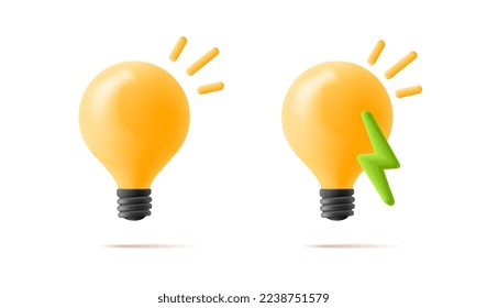 Green energy. Light bulb with rays shines. Energy and idea symbol.